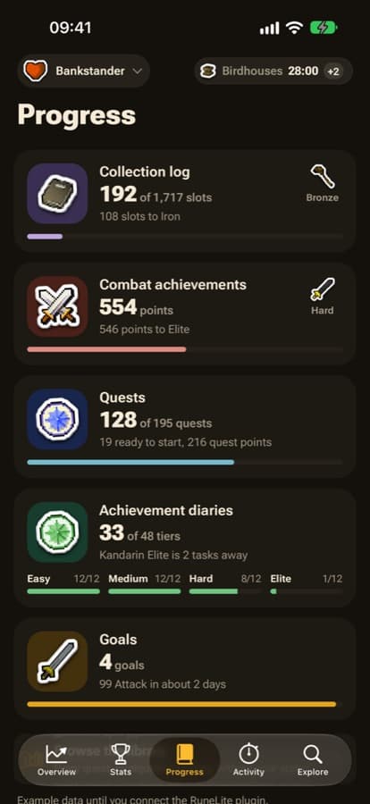 Progress screen